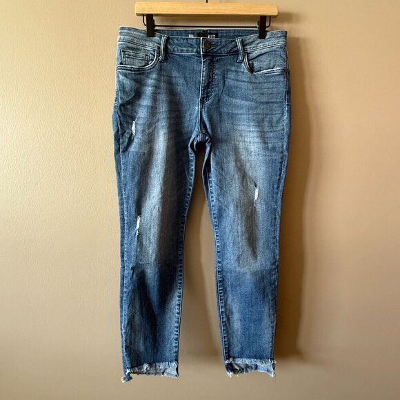 Women's 10 Kut from the Kloth Connie Mid Rise Ankle Skinny Distressing Raw Hem - Picture 2 of 7